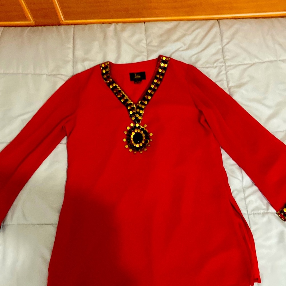 Red blouse mad in India Rex Fabrics